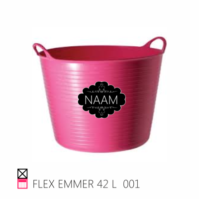 Flex Emmer 42L bucket name custom pink happy horse stable paard blij pony