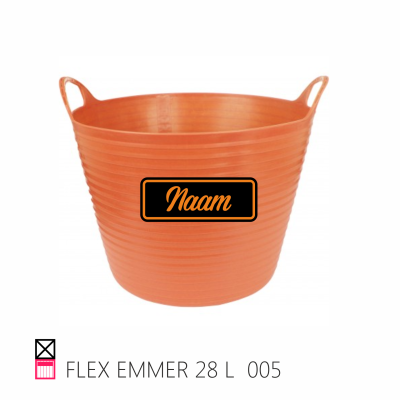 Flex Emmer 28L bucket name custom orange happy horse stable paard blij pony